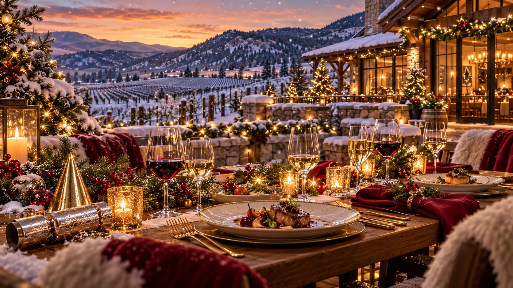 Illustrated winter wine country celebration inspired by South & East Kelowna